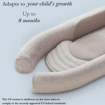 Inglesina Welcome Pod Baby Lounger (0–8 Months) – US Compliant Infant Lounger with Ergonomic Support for Supervised Tummy Time & Play, Breathable Bamboo & 3D Mesh, Warm Beige