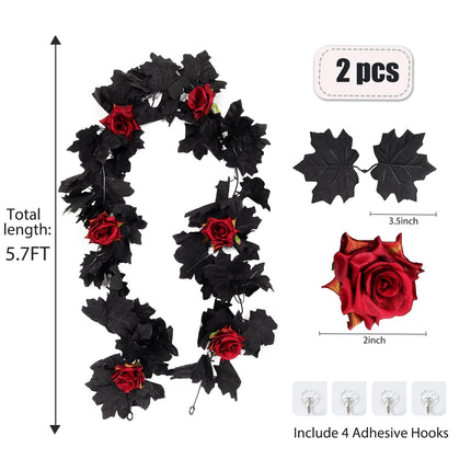 Artificial Black Garland Hanging Vine Artificial Red Floral Garland
