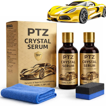 2Pack PTZ Crystal Serum for Cars – Advanced Graphene Ceramic Coating for Cars(100ML), 9H Graphene Coating for Auto Car Detailing, Gloss Hydrophobicty Anti Scratch (2*PC)