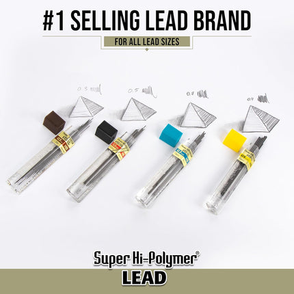 Pentel Super Hi-Polymer Lead Refills, 0.7 mm, 2B, 72 Pieces (12 pcs per tube, 6 tubes)