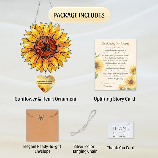 Sunflower Suncatcher Ornament – Acrylic Sunflower Window Hanging Decoration for Mom, Memorial Gift - photo 2