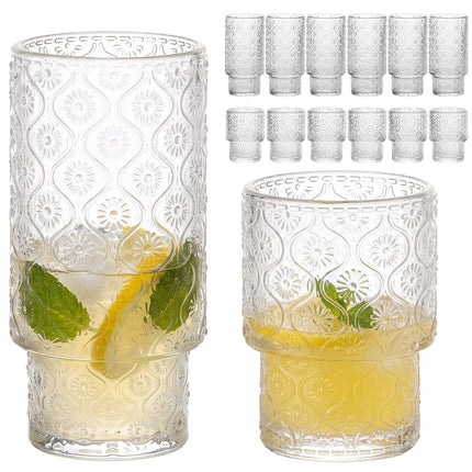 Crystal Cocktail Glasses Drinking Glasses Set of 12 Glass Cups