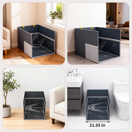 Waterproof Cat Litter Box Enclosure Splash Guard, 27.1"x21.6"x16.5"