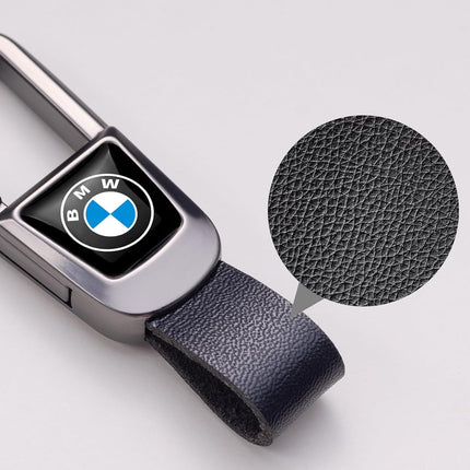 leather car keychain set for BMW X1 X3 M3 M5 X1 X5 X6 Z4 3 5 7 Series men and women family present keychain key ring lanyard accessories (black)