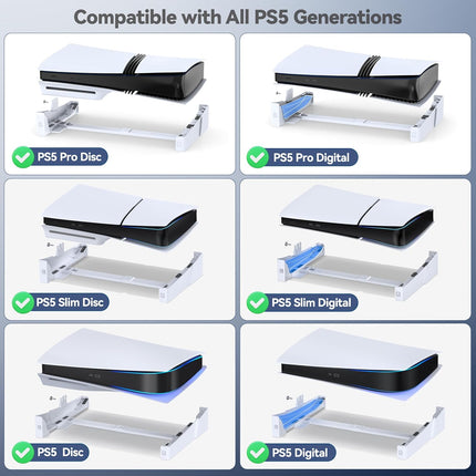 OIVO PS5/Slim/Pro Horizontal Stand for Disc & Digital Console, Stable PS5 Accessories Base Stand with Upgraded Support Rods on Bottom & Scalable Design for PlayStation 3 Skins