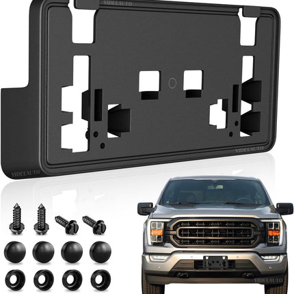 License Plate Bracket for 2021 2022 2023 Ford F-150 Accessories, Front Bumper Mount Frame Holder No-Drill fits 2.7L 3.0L 3.5L ML3Z-17A385-BB FO1068187