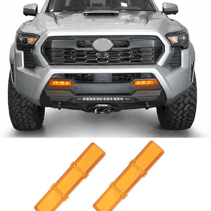 Fog Light Acrylic Lens Compatible with 2024-2026 Toyota Tacoma 4TH Gen Accessories, Clip in Front Fog Lamp Amber Translucent Lenses (Amber Lenses)