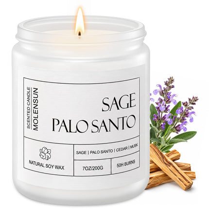 Sage Citrus Scented Candle, Soy Wax 7 oz
