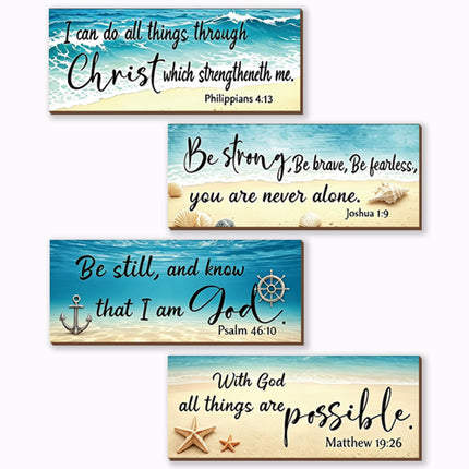 4 Pieces Bible Verses Wall Decor Rustic Wooden Christian Signs Farmhouse Religious Decor for Home Prayer - photo 9