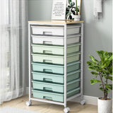 Rolling Storage Utility Cart Organizers with 8 Drawers and Wooden Tabletop for Living Room,Office,Classroom,Craft Room,Bedroom,Dorm,Green