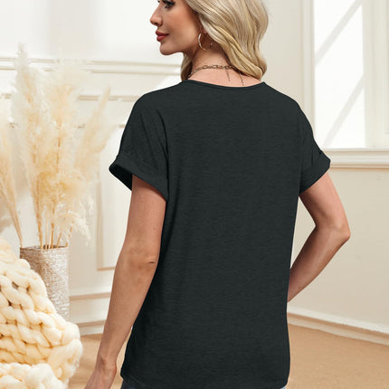 2PCS T Shirts Short Sleeve V Neck Tees Womens Tops Fashion Beach Vacation Clothes 2026 Casual Summer Spring Outfits