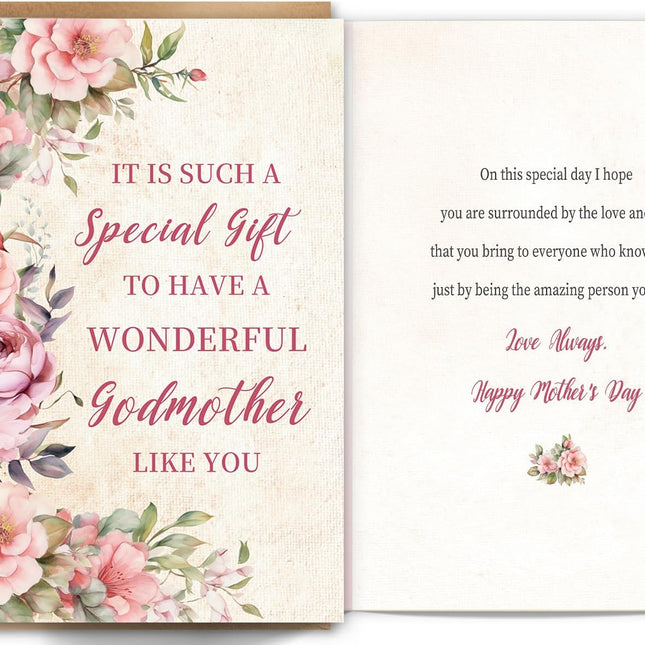 Mother's Day Card for Godmother, Mothers Day Gift for Godmother