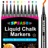 Liquid Chalk Markers for Acrylic Fridge Calendar Planning Board, Clear Glass Dry Erase Board, Whiteboard, Window, Mirror, Easy Wet Erase,1mm Fine Points (10 COLORS)