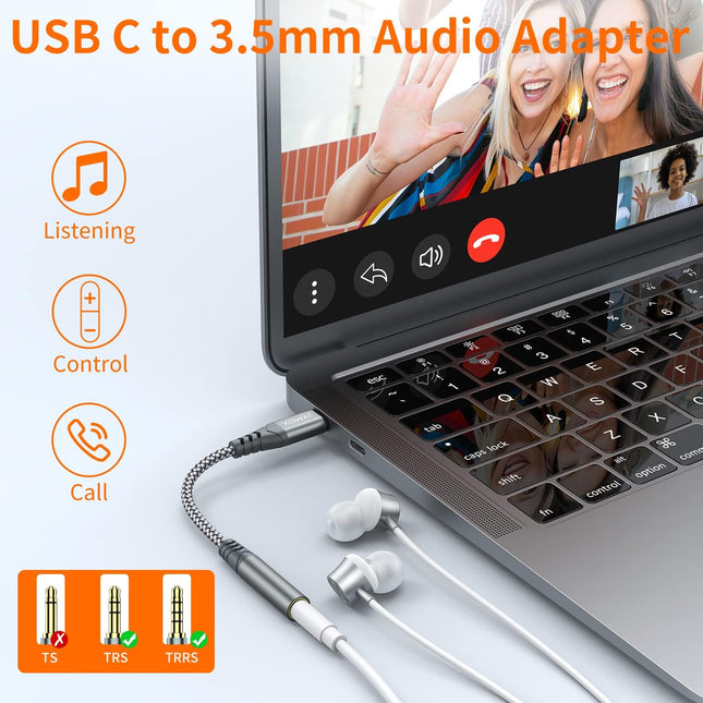 USB Type C to 3.5mm Female Headphone Jack Adapter