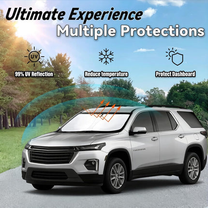 Windshield Sun Shade for 2018-2026 Chevrolet Traverse Chevy Traverse, Car Front Window Sunshade with 240T Sun Visor Protector Blocks UV Rays Heat Sun Shield Accessories