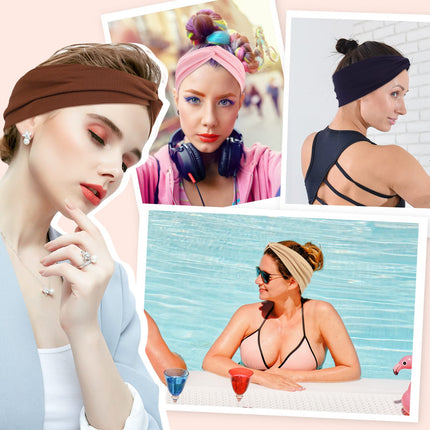 12 Pcs Stretchy Headbands for Women, Absorbed Sport Headband