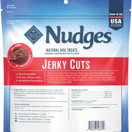 Blue Buffalo Nudges Jerky Cuts Dog Treats, Made in the USA with Natural Ingredients, Steak, 16-oz Bag