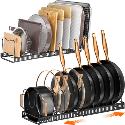 Expandable Pot Pan Lid Organizers inside Cabinet, 10 Divider-Black