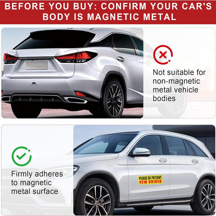 JUSTTOP New Driver Magnet for Car, Please Be Patient Student Driver, 3Pcs New Driver Magnet Safety Warning Magnetic Reflective Rookie Driver Bumper Sticker,Car Exterior Accessories