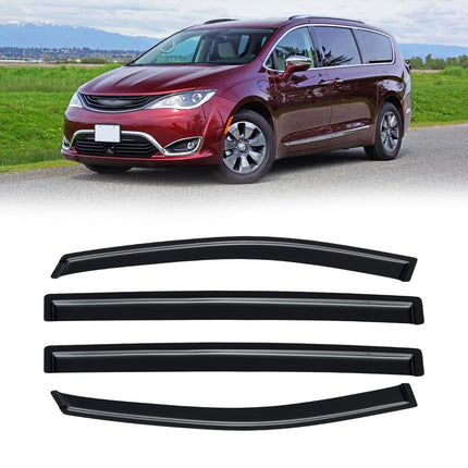 Window Visor for Jeep Cherokee 1984-2001 (Excludes Limited Model), Out-Channel Rain Guards Shields Vent Deflector Shade Wind Dark Smoke, Tape-On Outside-Mount, 4PCS