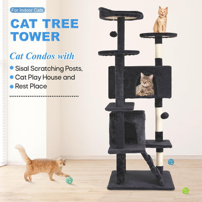 54-Inch Dark Gray Multi-Level Cat Tree Tower - photo 2