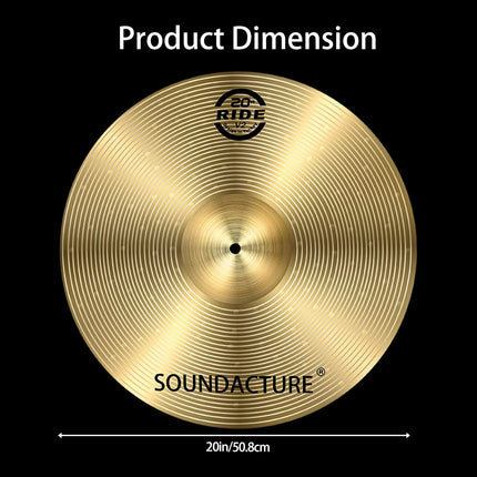 20" Ride Cymbal for Drum Set – Traditional Ride Cymbals with Clear Bell and Ping. Durable Drum Kit Cymbals for Beginners and Practice