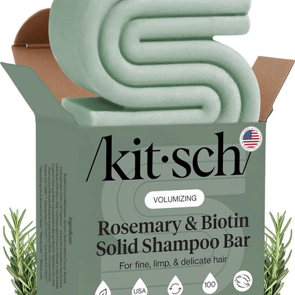 Kitsch Rosemary & Biotin Shampoo Bar - For Hair Growth, Strengthening, Thickening & Volumizing Shampoo for Women and Men - Free of Parabens, Sulfates & Silicones - 3.5 oz