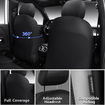 CAR PASS Memory Foam Car Seat Covers,Air Cool Mesh Thick Seat Covers Front Seats,Gray Metal Film Leather Seat Cover for Car,Universal Automotive Comfort for Most Car,Truck,Airbag Compatible,Black/Grey
