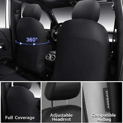Memory Foam Front Car Seat Covers, Black/Grey - photo 3