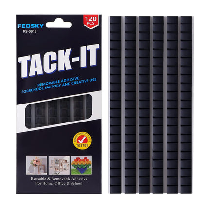 Feosky Adhesive Poster Sticky Tack Putty, Reusable and Removable Adhesive Putty, 120PCS, Mounting Putty for displaying Wall Paintings, Museum Art Photography, Picture, Crafts (Black, Pack of 1)