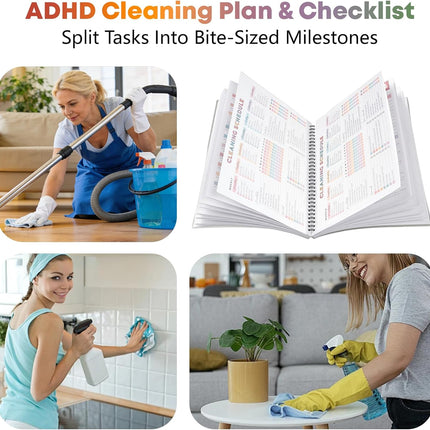 ADHD Cleaning Planner Colorful Frosted Cover - Daily Weekly Cleaning Schedule Notebook for ADHD Adults Kids, Tear-Resistant Bleed-Proof