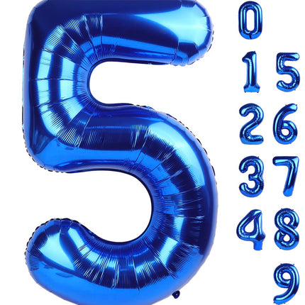 Number Balloons 5 Balloon Blue Birthday Decorations for Men Party, 40 Inch