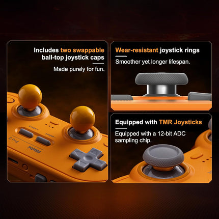 8BitDo Pro 3 Bluetooth Controller for Switch/Switch 2,TMR Joysticks,Programmable Pro Back Buttons&R4/L4 Bumpers,Hall/Tactile Triggers,Swappable ABXY Buttons,for Windows,Apple,SteamOS,Android - Orange