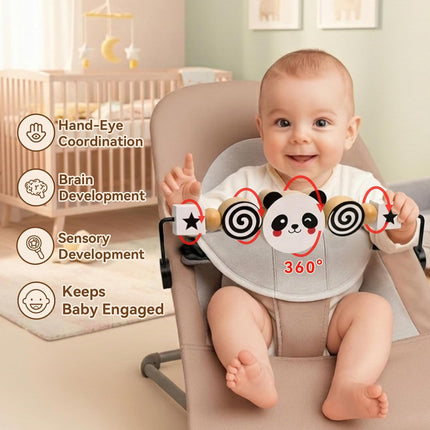 Baby Bouncer Toy Bar, Compatible with Baby Bjorn Bouncer Balance Soft & Bliss, Rotatable Wooden Toy Bar Attachment,Sensory Toy Gifts for Babies All Age (Black and White Style)