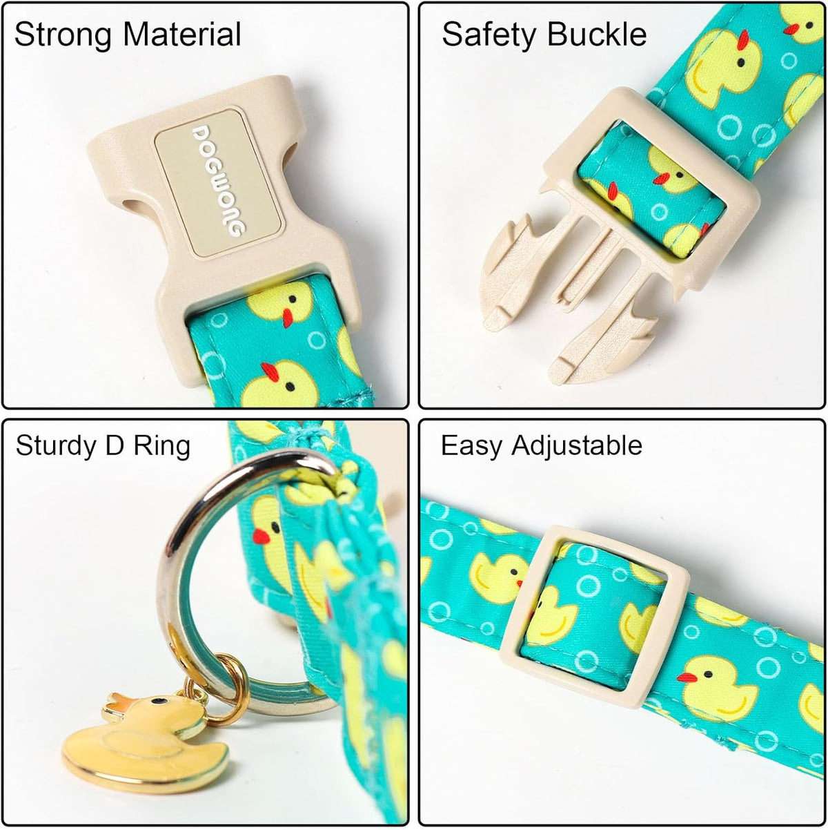Ducky Pattern Adjustable Heavy-Duty Collar for Small Dogs, 11-16 Inch Neck - photo 3