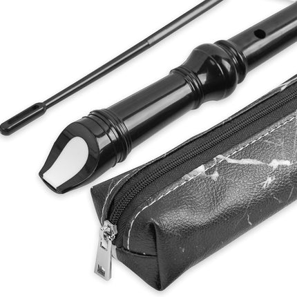 QIELIZI Recorder Instrument for Beginner Adults,8-Hole Soprano Descant Recorder Music Flute with Cleaning Rod & Case Bag For Home Entertainment(2-Black Marble6)