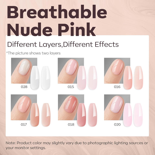 Builder Nail Gel Polish Set, Base Colors Jelly Nude Pink Hard