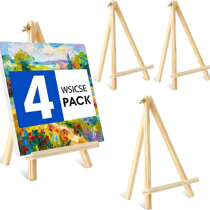 4 Pack 11.8In Tabletop Easel, Wooden Easels for Paiting Adjustable Foldable for Kids, Students, Beginners