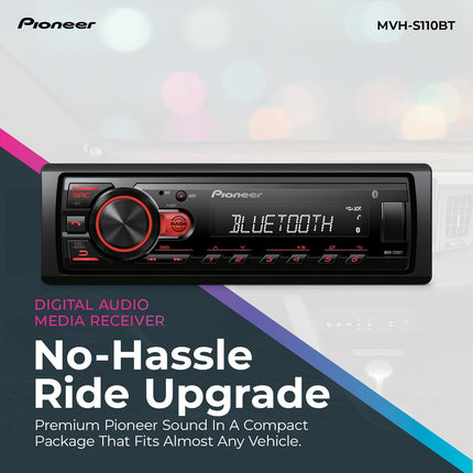 1-Din Digital Media Receiver Car Stereo – Bluetooth, USB Input, 50W x 4 Output, AM/FM Radio, iPhone & Android Compatible, Front & SW (Mono) RCA Output