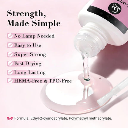 GLAMERMAID Super Strong Nail Glue for Press On Nails, Fast Drying Brush On Glue for Nail Tips & Acrylic Fake Nails, Long-Lasting, Maximum Strength, Mess-Free 15ml