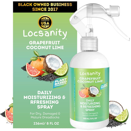 Loc Moisturizing Spray - Locsanity Grapefruit Coconut Lime Daily Hydrating Mist for Locs Dreads & Braids - Rosewater Scalp Moisturizer - 8 fl oz