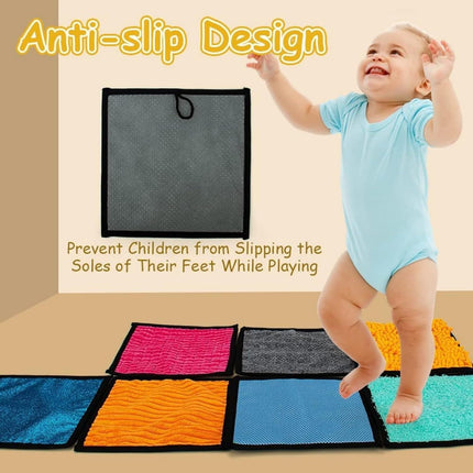 16Pcs Multi Texture Sensory Play Mat for Soft Machine Washable Activity Pad Early Development Haptic Exploration Portable Development Pad