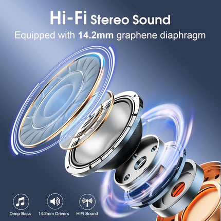 Wireless Earbuds 75hrs Bluetooth 5.4 Headphone Sport, 2026 Bluetooth Earbuds Stereo Deep Bass Over Ear Bud with Earhooks, ENC Noise Cancelling Mic, IPX7 Waterproof Earphone for Gym/Running/Workout