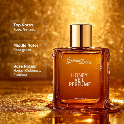 Honey Veil Eau de Parfum – Honey, Oud, Patchouli, Vanilla & Bergamot with Floral-Amber Spicy Notes, Clean Vegan Essential Oils, Long-Lasting Unisex Fragrance, 100 ml