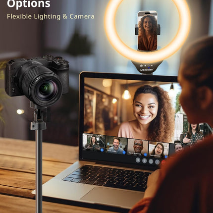 UBeesize 12'' LED Ring Light with 62'' Tripod Stand, Selfie Ring Light for Video Recording, Live Streaming, TikTok & YouTube, Compatible with iPhone & Android (Black)