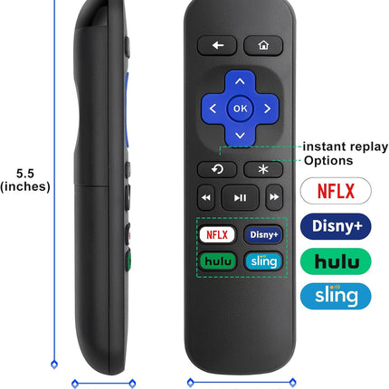 Universal Replacement Remote Control for Roku Express, for Roku Premiere, for Roku Box, for Roku Player, for Roku 1 2 3 4 -【NOT for Stick or TV】
