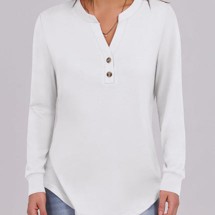Camisas de otoño para mujer, top Henley de manga larga, blusa casual elegante