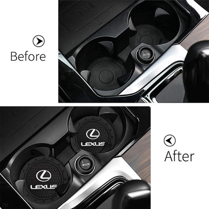 Car Cup Holder Coaster for Lexus Series Recessed Silicone Non Slip Car Interior Accessories Drink Car Coaster 2PC Black