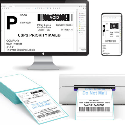 9527 Product Fanfold 4 x 6 Direct Thermal Labels with Blue Background Paper Perforated Shipping Labels for Thermal Printers, 100 Label per Stack, 1 Stack