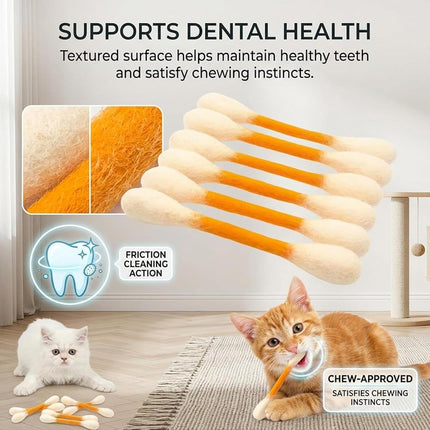 Cotton Swabs Cat with Catnip, 6 Pk Giant Kitten Chew Sticks for Indoor Boredom, Durable Dental Teething Ropes, Big Interactive Felt Kitty Kicker Play Lover Gift Accessories (Beige)